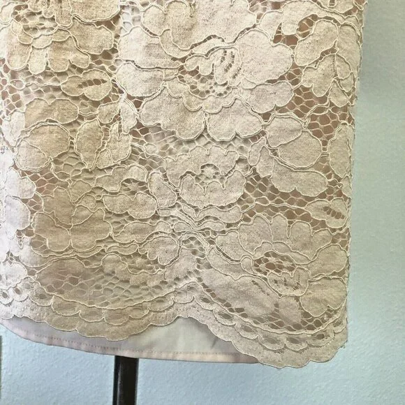 Vince Camuto Womens Sz 6 Lace Floral Flared Bell Sleeves Pink Peachy Shift Dress - Picture 6 of 12